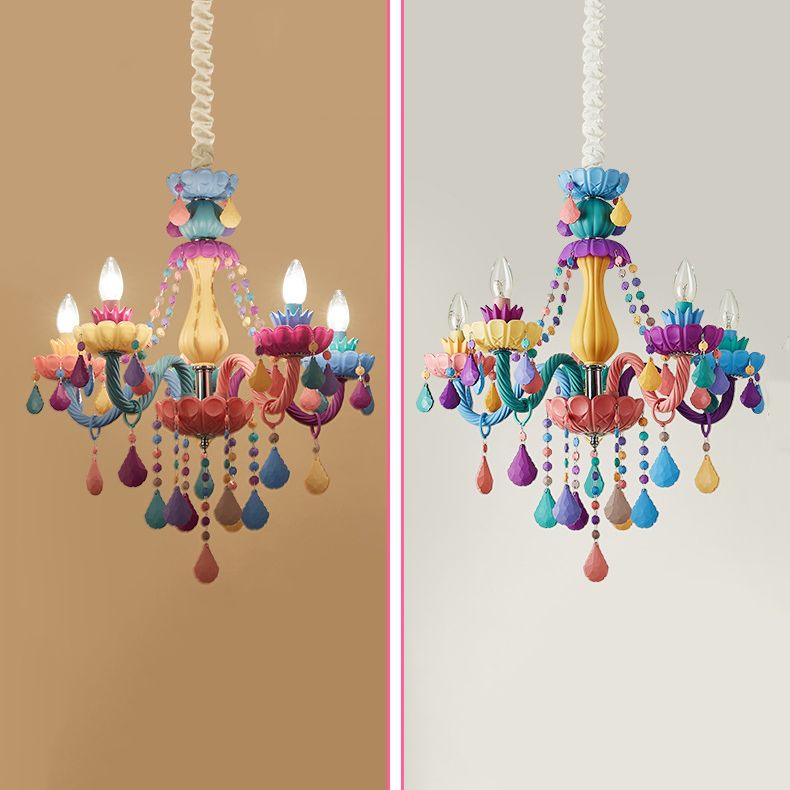 Candle Chandelier Light Nordic Macron Glass Living Room Hanging Pendant