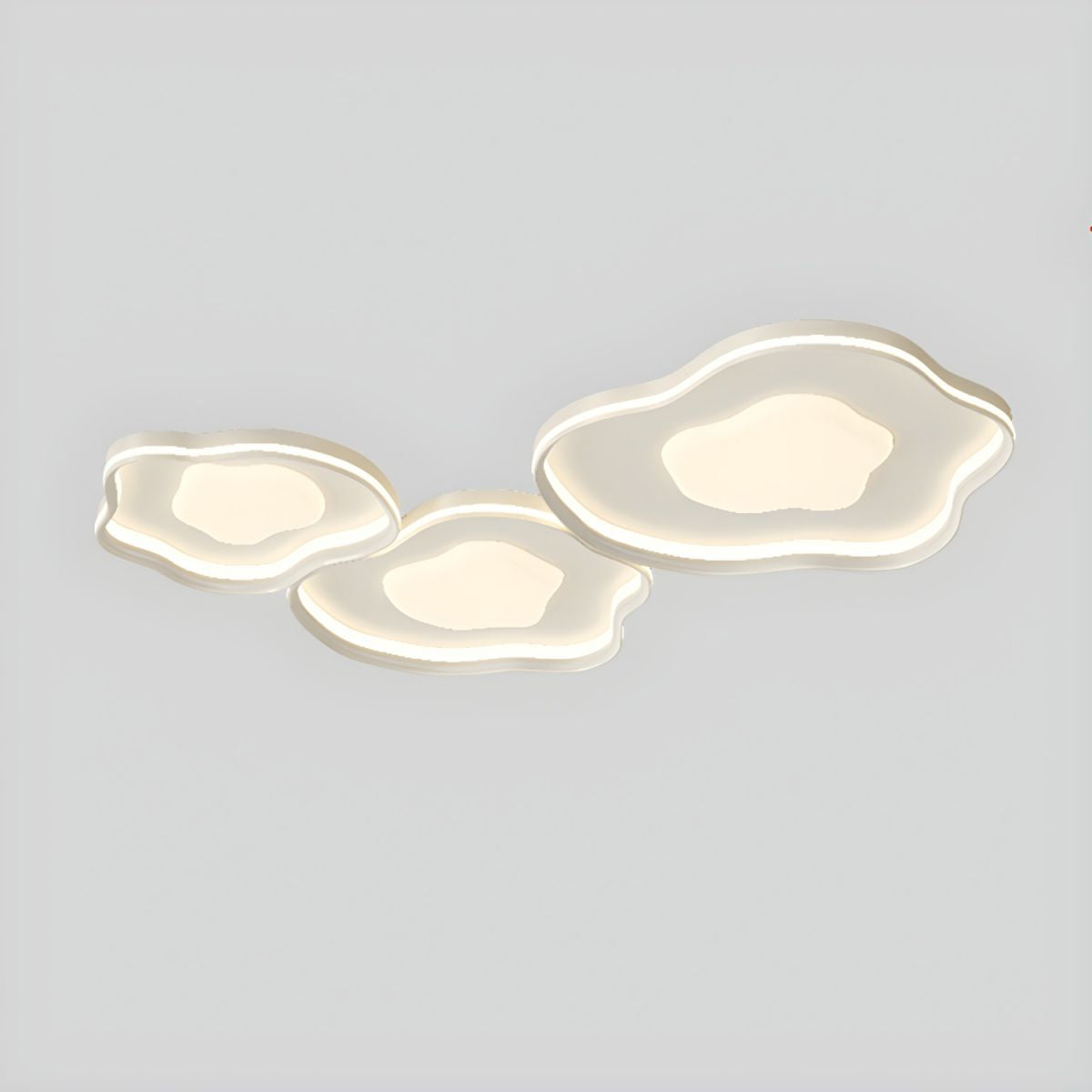 Modern Metal Flush Mount Ceiling Light with White Shade and LED Bulbs