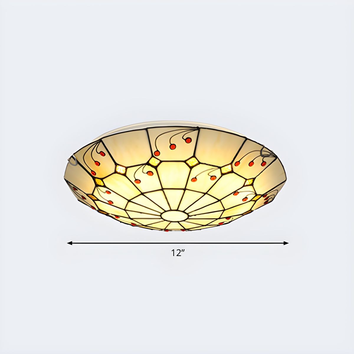 Grid Patterned LED Flush Light Tiffany Glass Classic Flush Ceiling Lighting Fixture
