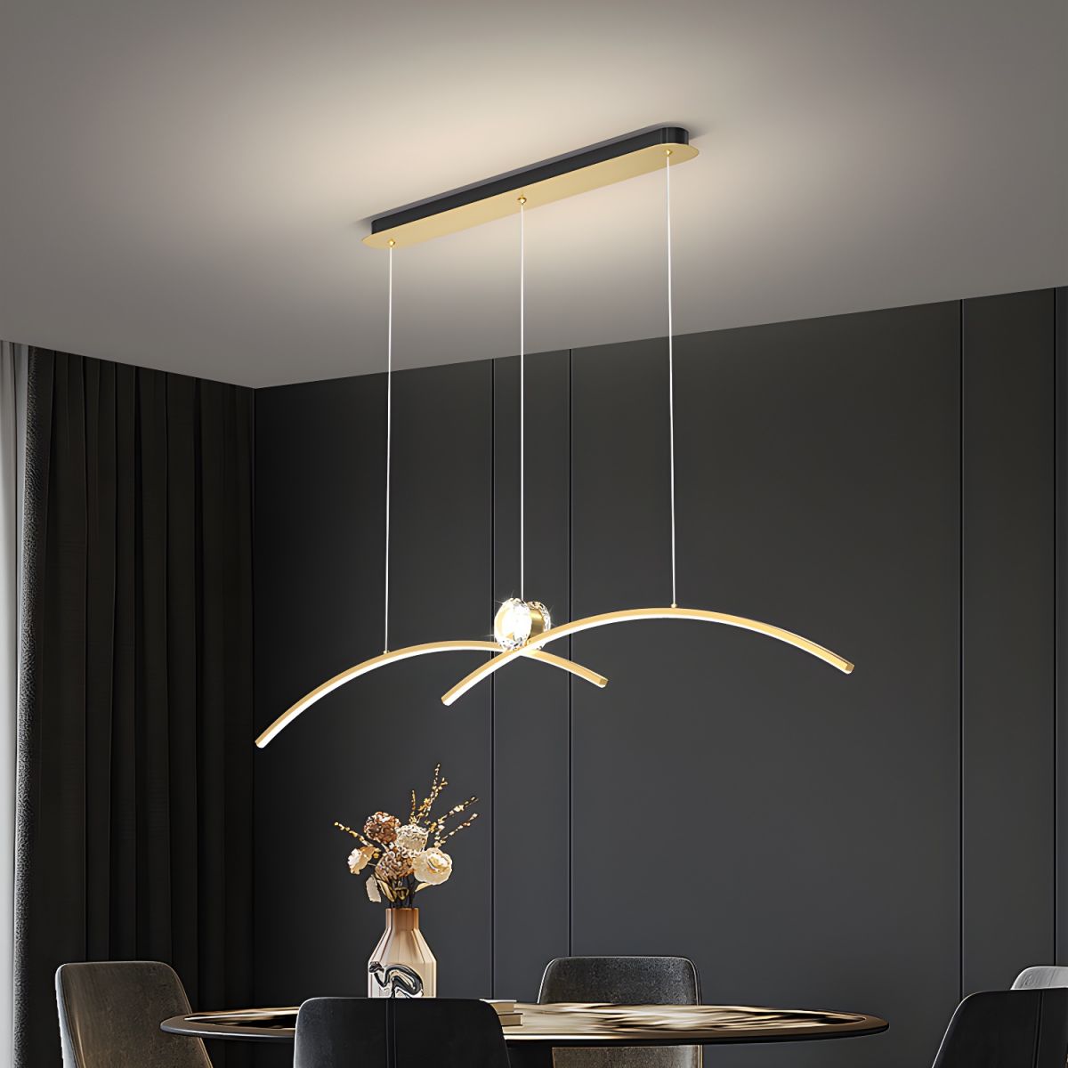 Modern Crystal Island Light with 3 Lights and Adjustable Hanging Length