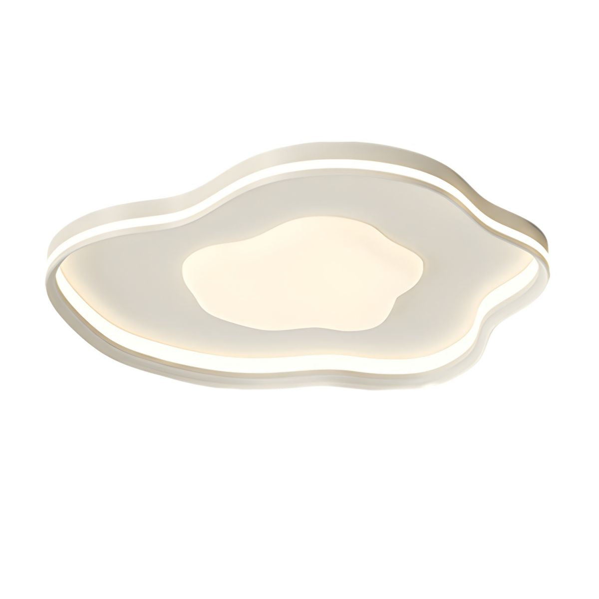 Modern Metal Flush Mount Ceiling Light with White Shade and LED Bulbs