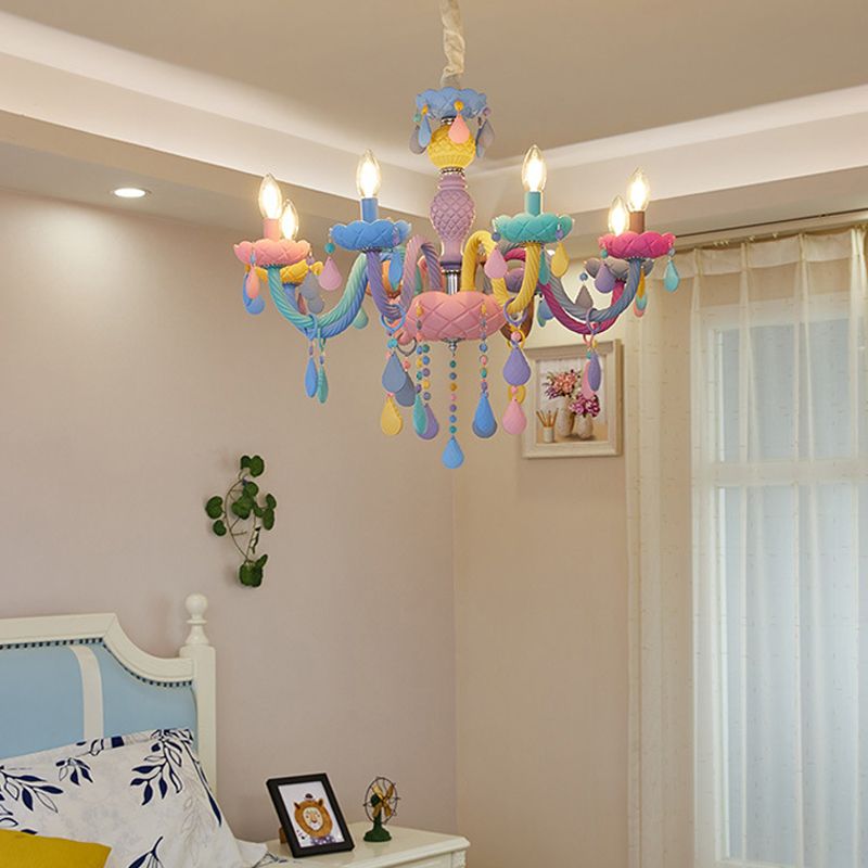 Nordic Style Macron Chandelier Multi Light Candle Pendant Lighting Fixture for Living Room