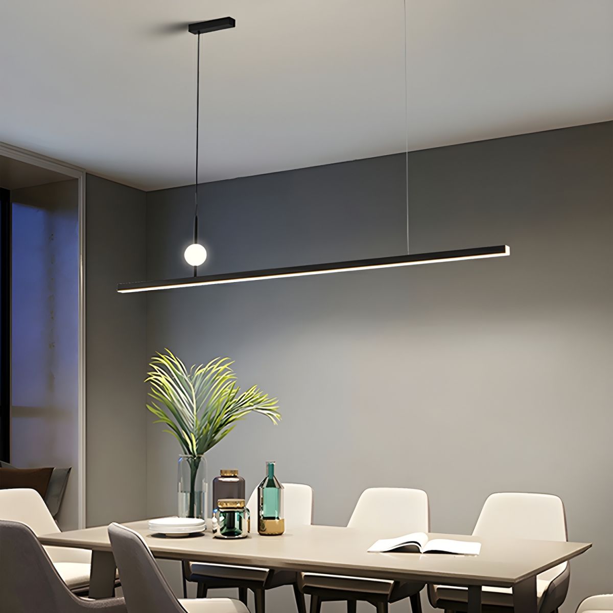 Modern LED Island Light with 1 Tiers and Rectangular Acrylic Shade for Residential Use