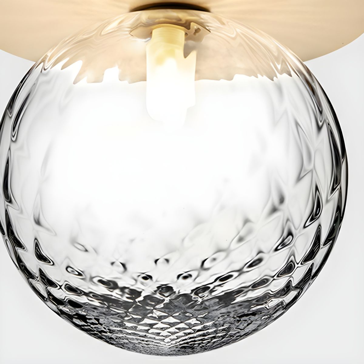 Modern Glass Globe Flush Mount Ceiling Light with Metal Frame - Stylish Downward Illumination