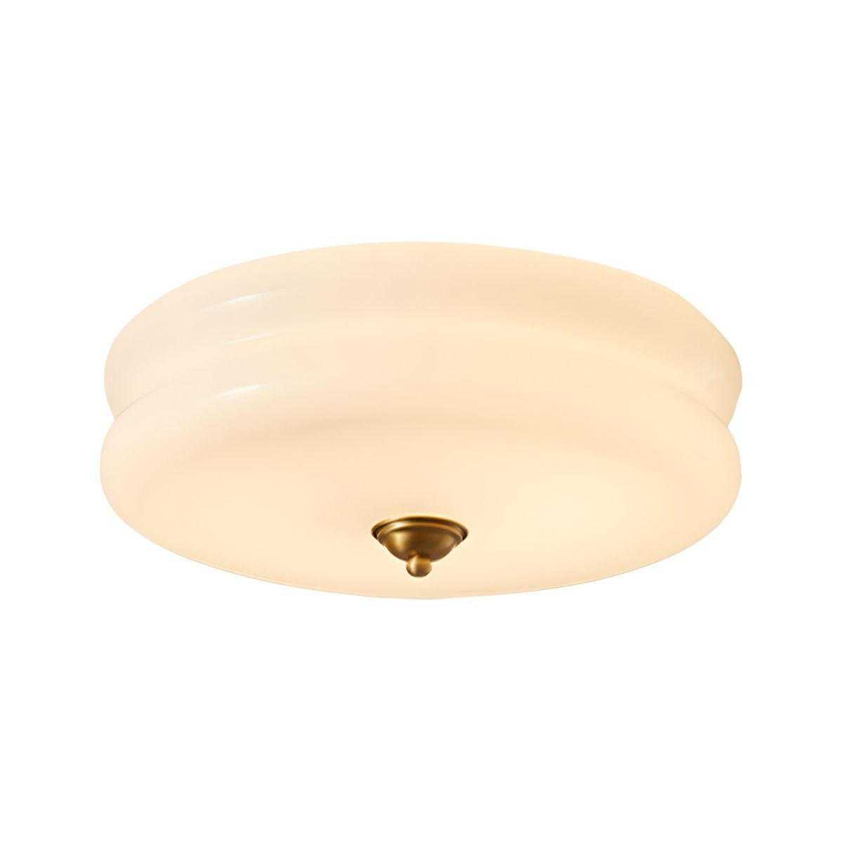 White Circle Modern Flush Mount Ceiling Light with White Glass Shade