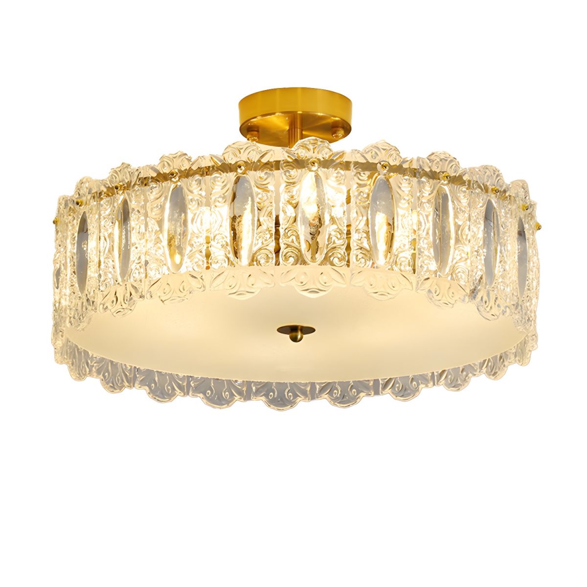 Modern Geometric Semi-Flush Mount Ceiling Light with Clear Glass Shade and 6 Lights