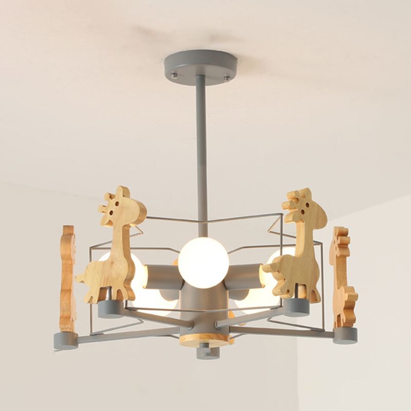 Colorful Simple Chandelier Macron 5-Light Hanging Light for Kid Room