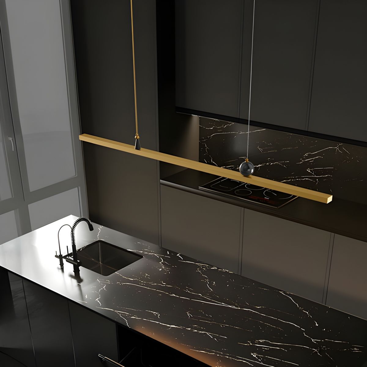 Modern Island Pendant Light with Metal Shade and Adjustable Hanging Length