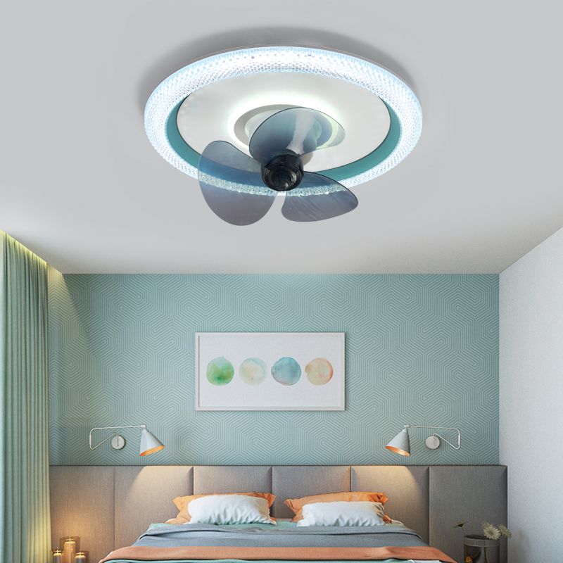 Metal Round Ceiling Fan Lights Modern Style 2 Lights Flush Mount Lamp