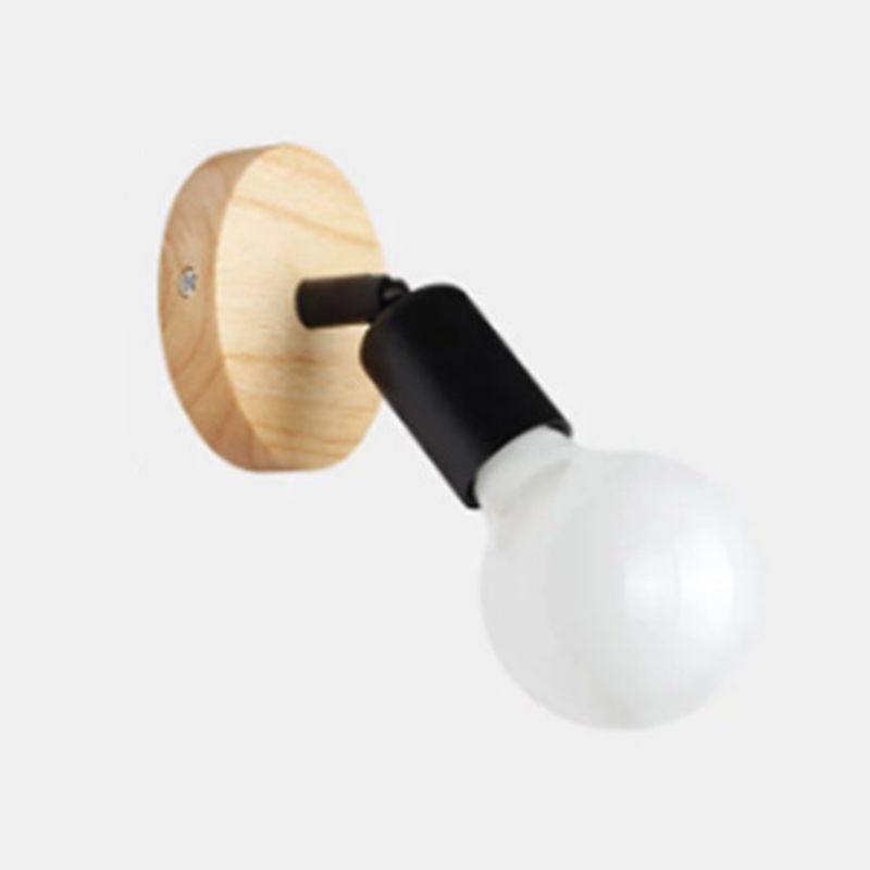 Modern Simple Wooden Vanity Light Circle Shape 1-Light for Shower Room