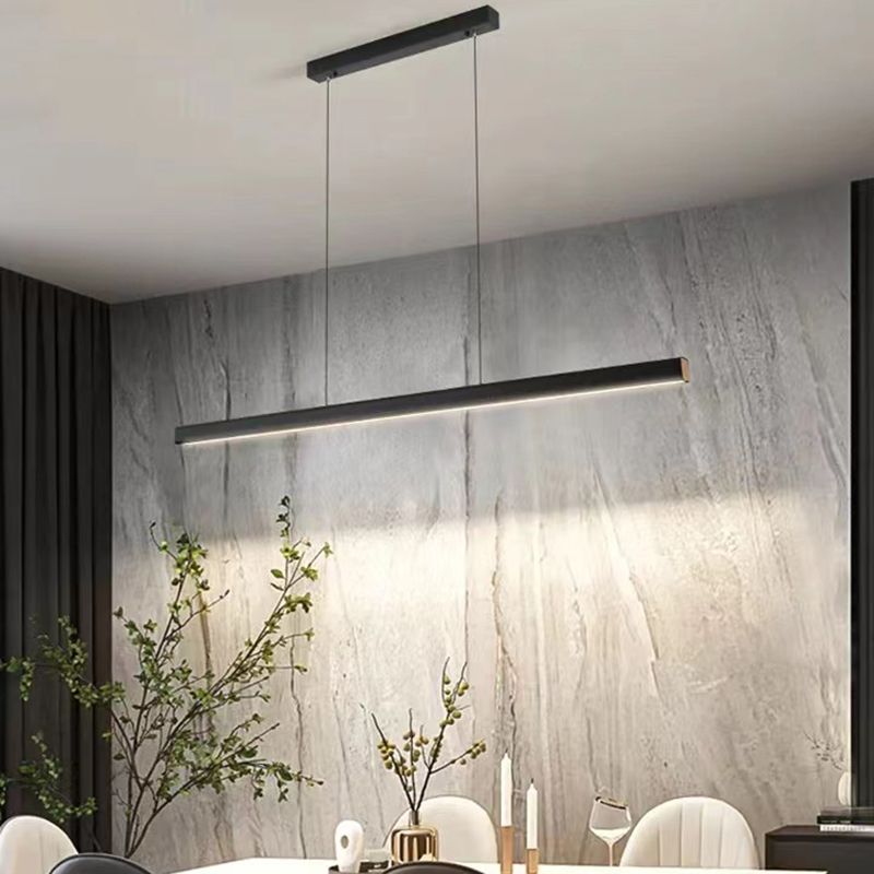 1 Light Linear Hanging Lamp Modern Minimalist Metal Pendant Light