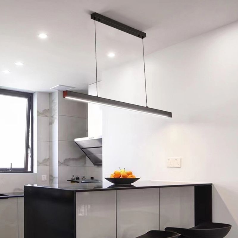 1 Light Linear Hanging Lamp Modern Minimalist Metal Pendant Light