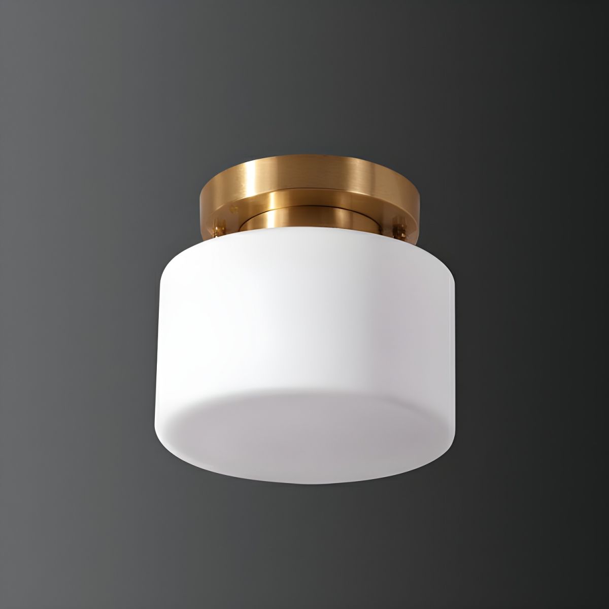 Sleek Cylinder Glass Semi-Flush Mount Ceiling Light Modern White Shade Design