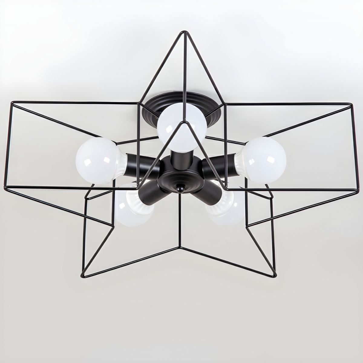 Star-shaped Modern Semi-Flush Mount Ceiling Light with Iron Shade for Residential Use