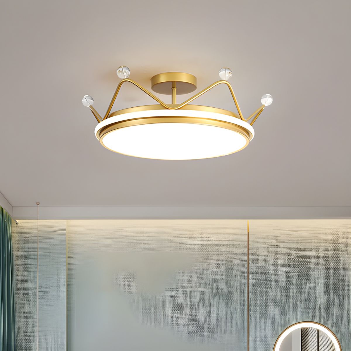 Modern LED Drum Semi-Flush Ceiling Light with White Acrylic Shade for Residential Use