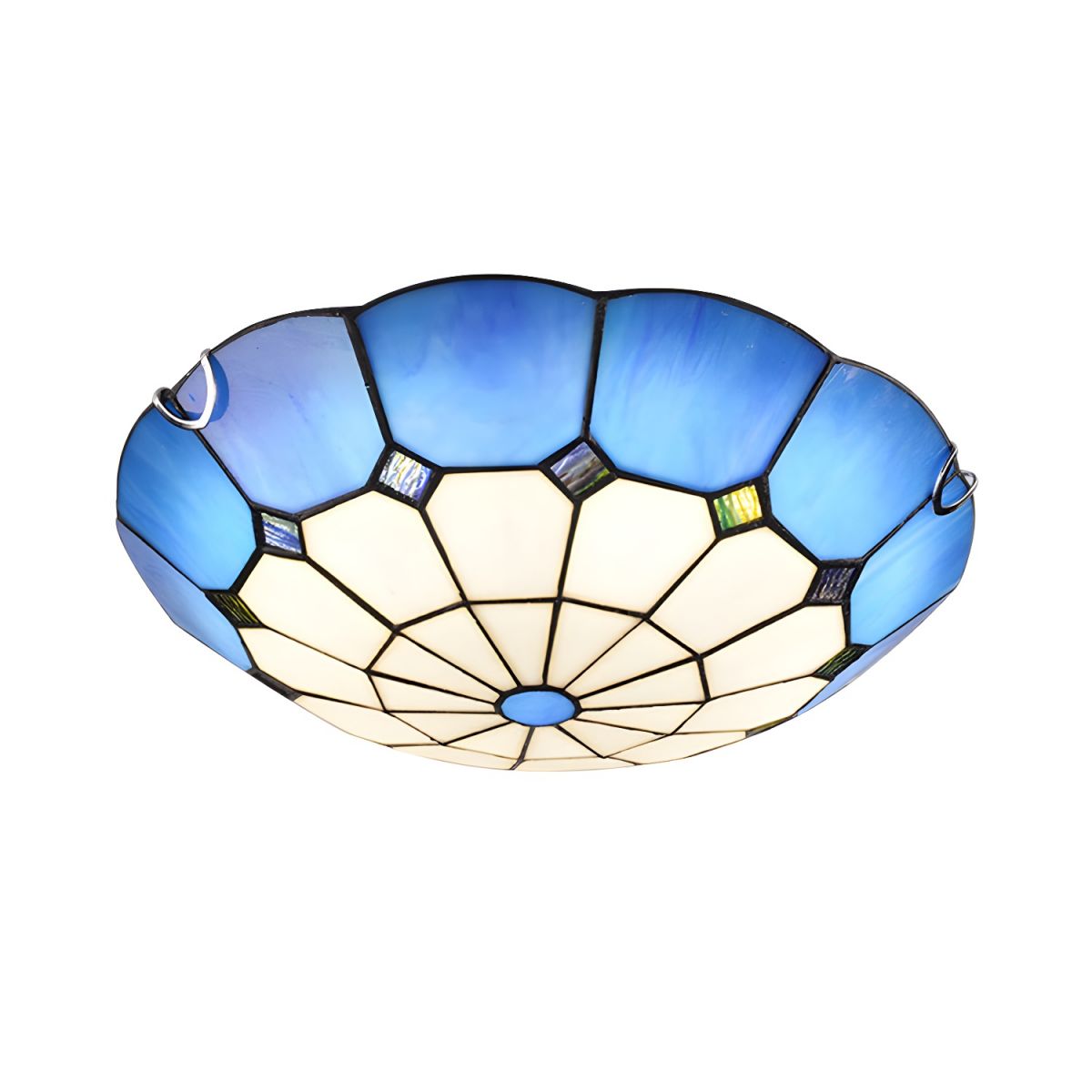 Grid Patterned LED Flush Light Tiffany Glass Classic Flush Ceiling Lighting Fixture