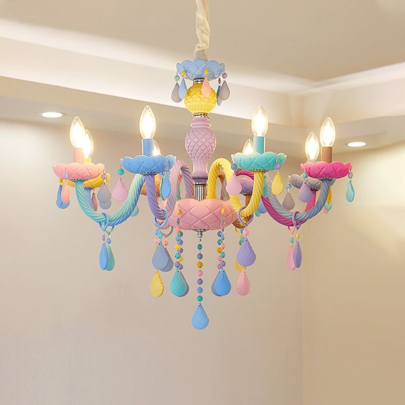 Nordic Multi Head Candle Chandelier Macron Metal Chandelier Lighting Fixtures for Bedroom