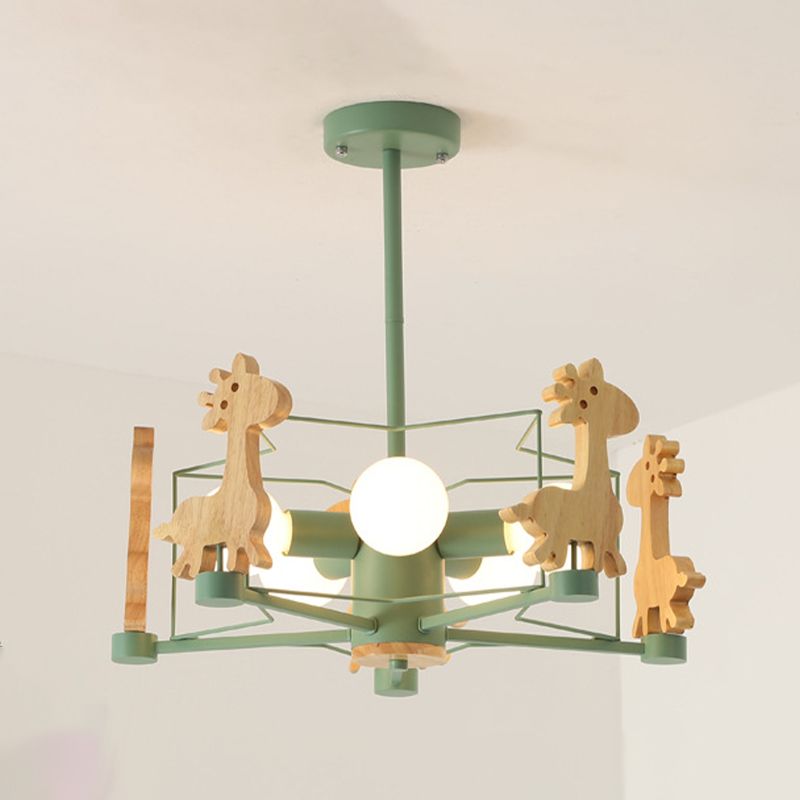 Colorful Simple Chandelier Macron 5-Light Hanging Light for Kid Room