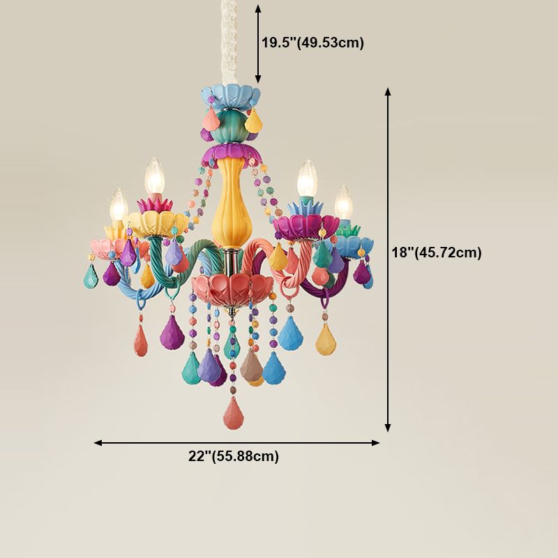 Candle Chandelier Light Nordic Macron Glass Living Room Hanging Pendant