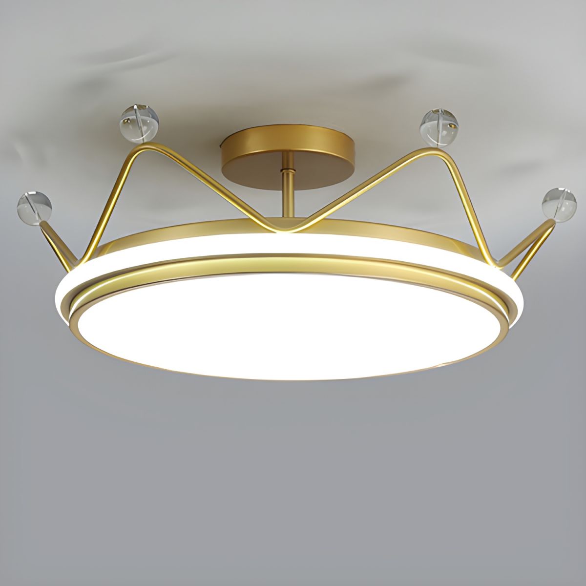 Modern LED Drum Semi-Flush Ceiling Light with White Acrylic Shade for Residential Use