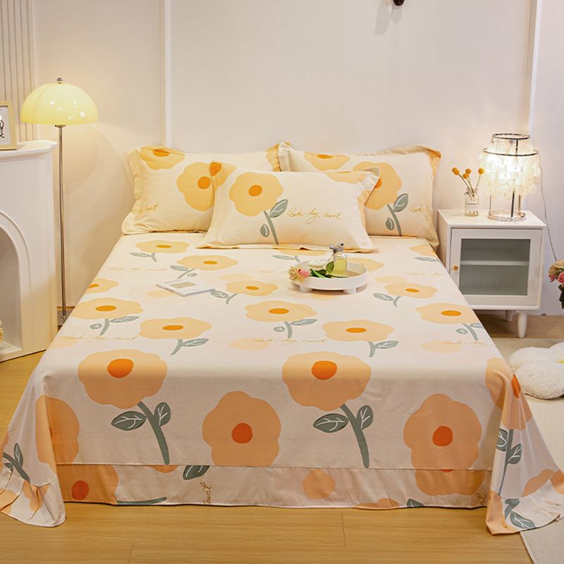 Sheet Set Cotton Floral Printed Breathable Ultra Soft Wrinkle Resistant Bed Sheet Set