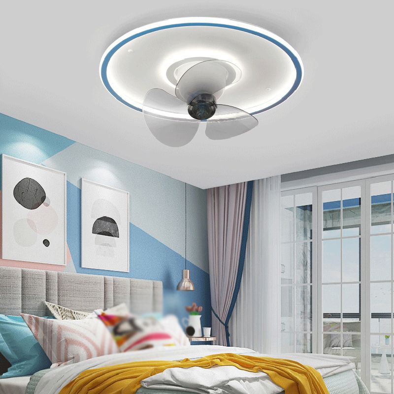 Metal Round Ceiling Fan Lights Modern Style 2 Lights Flush Mount Lamp