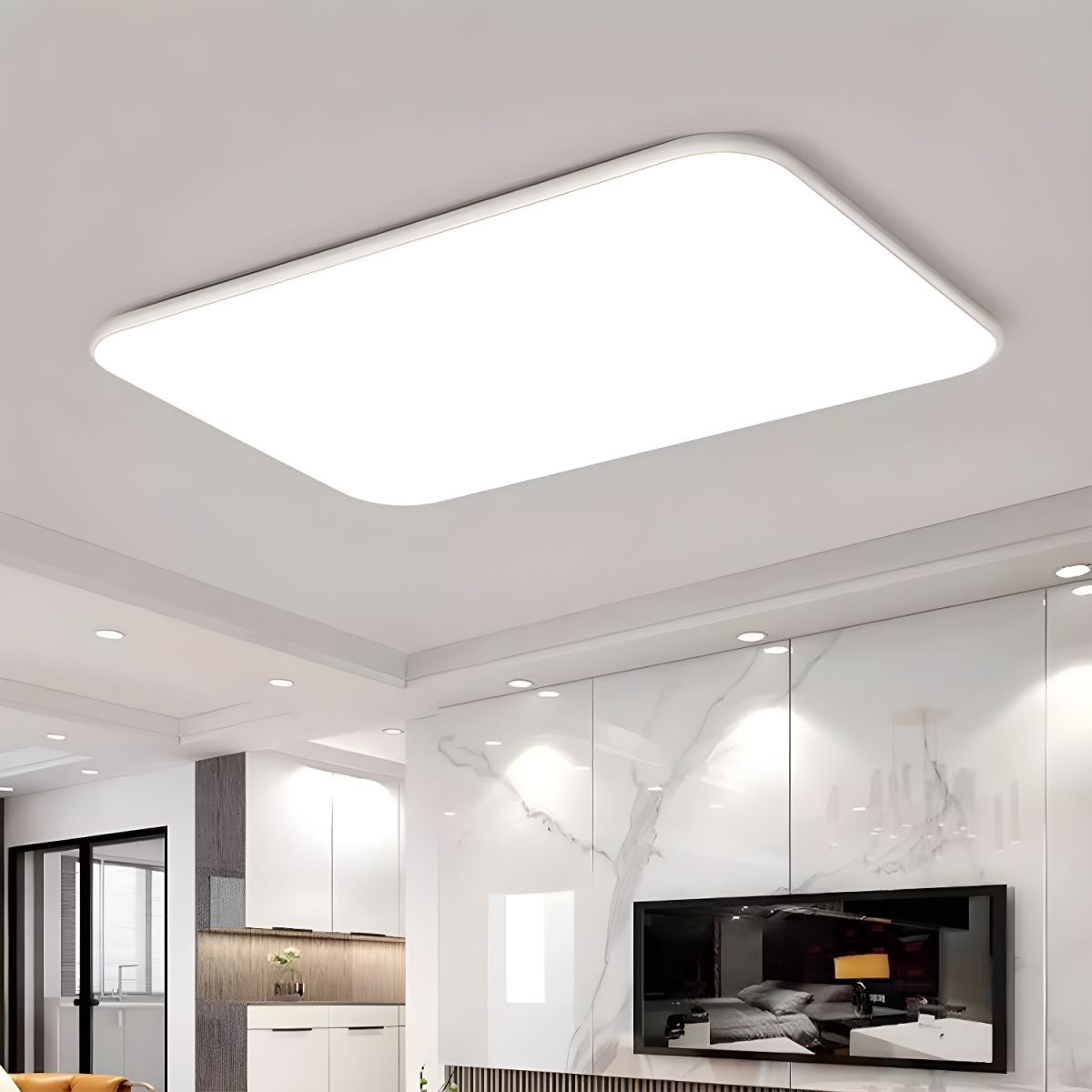 LED Flush Mount Ceiling Light in White with Acrylic Shade Modern Style