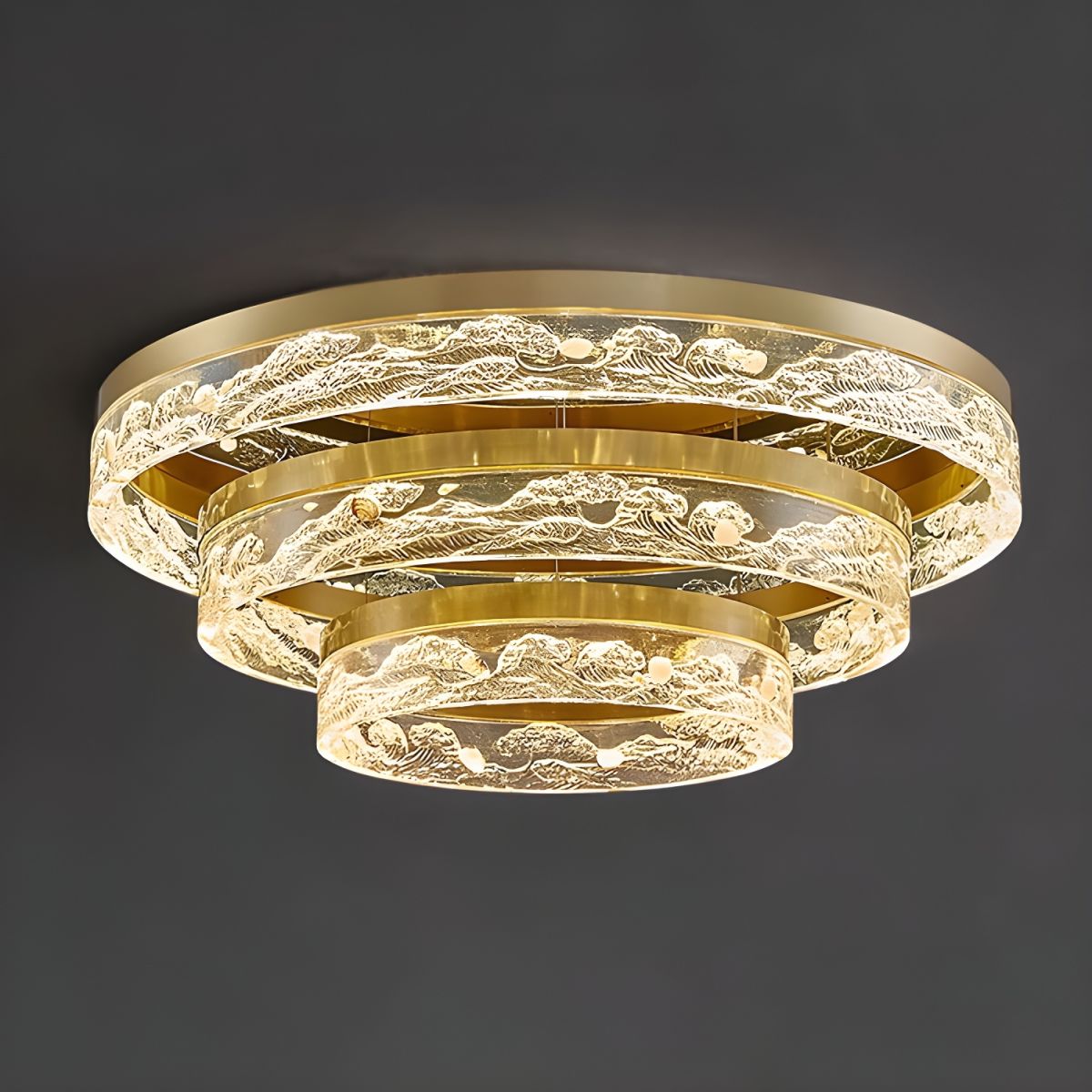 Modern Gold Cylinder Flush Mount Ceiling Light with Clear Crystal Shade