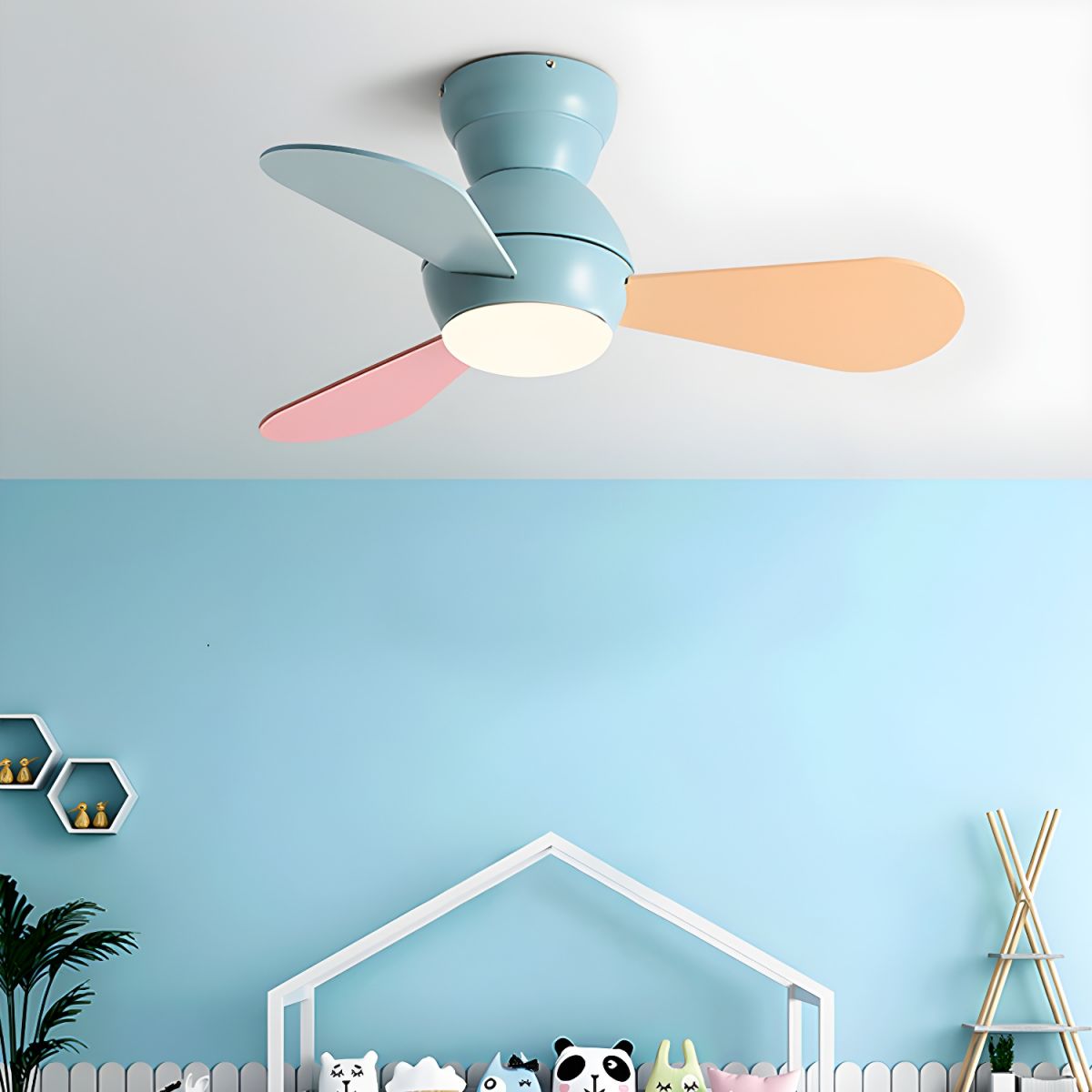 Colorful LED Ceiling Fan Light Modern Metal 1 Light LED Ceiling Fan for Children's Room