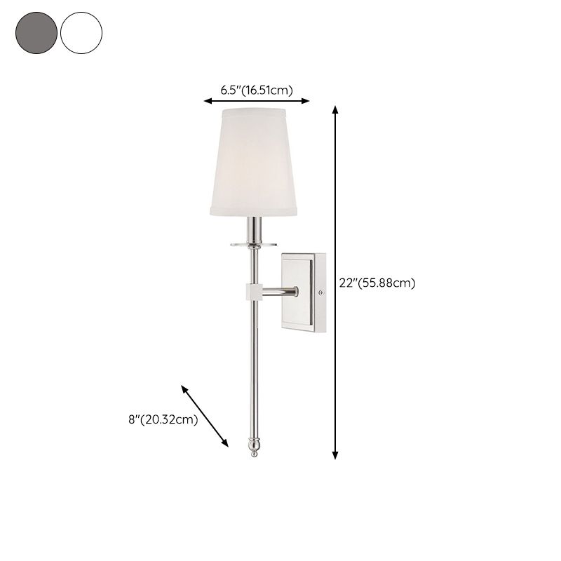 Modern Iron Vanity Light Cylinder Shape with Fabric Shade for Shower Room