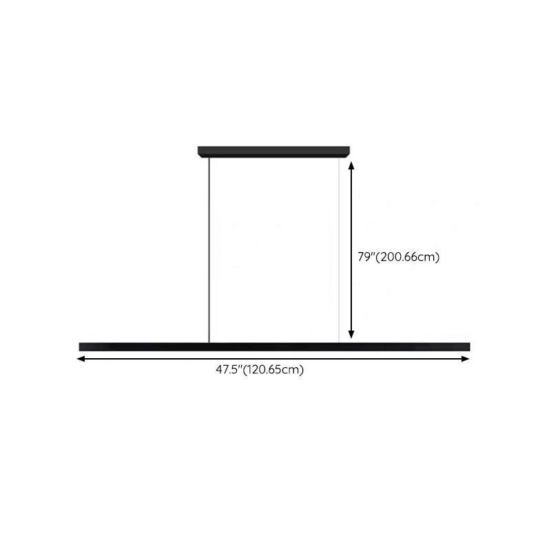 Contemporary Linear LED Hanging Pendant Lights in Black for Dining Room