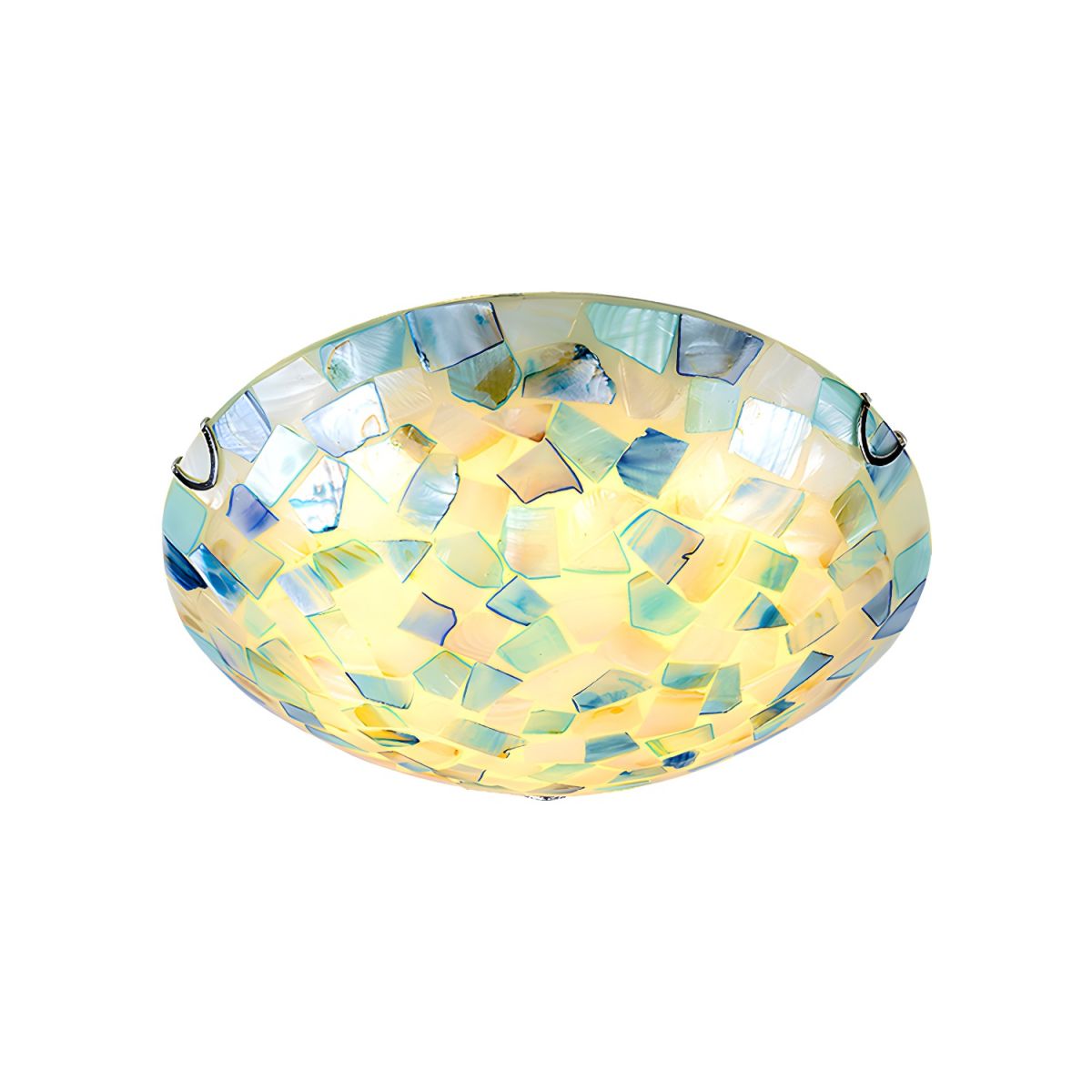 Tiffany Style Mosaic Shade Flush Ceiling Light Shell Flush Mount Lighting Fixture for Bedroom