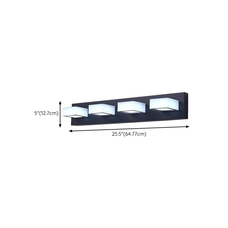 Modern Simple Rectangle Shape Vanity Light with Acrylic Shade for Shower Room
