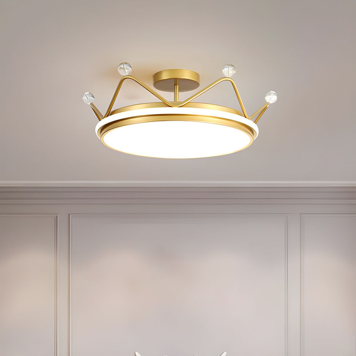 Modern LED Drum Semi-Flush Ceiling Light with White Acrylic Shade for Residential Use