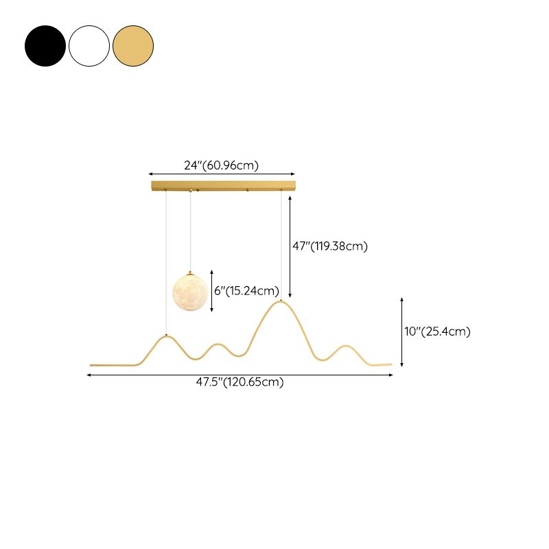 2-Light White / Golden / Black Modernism Style Unique Kitchen Island Lighting