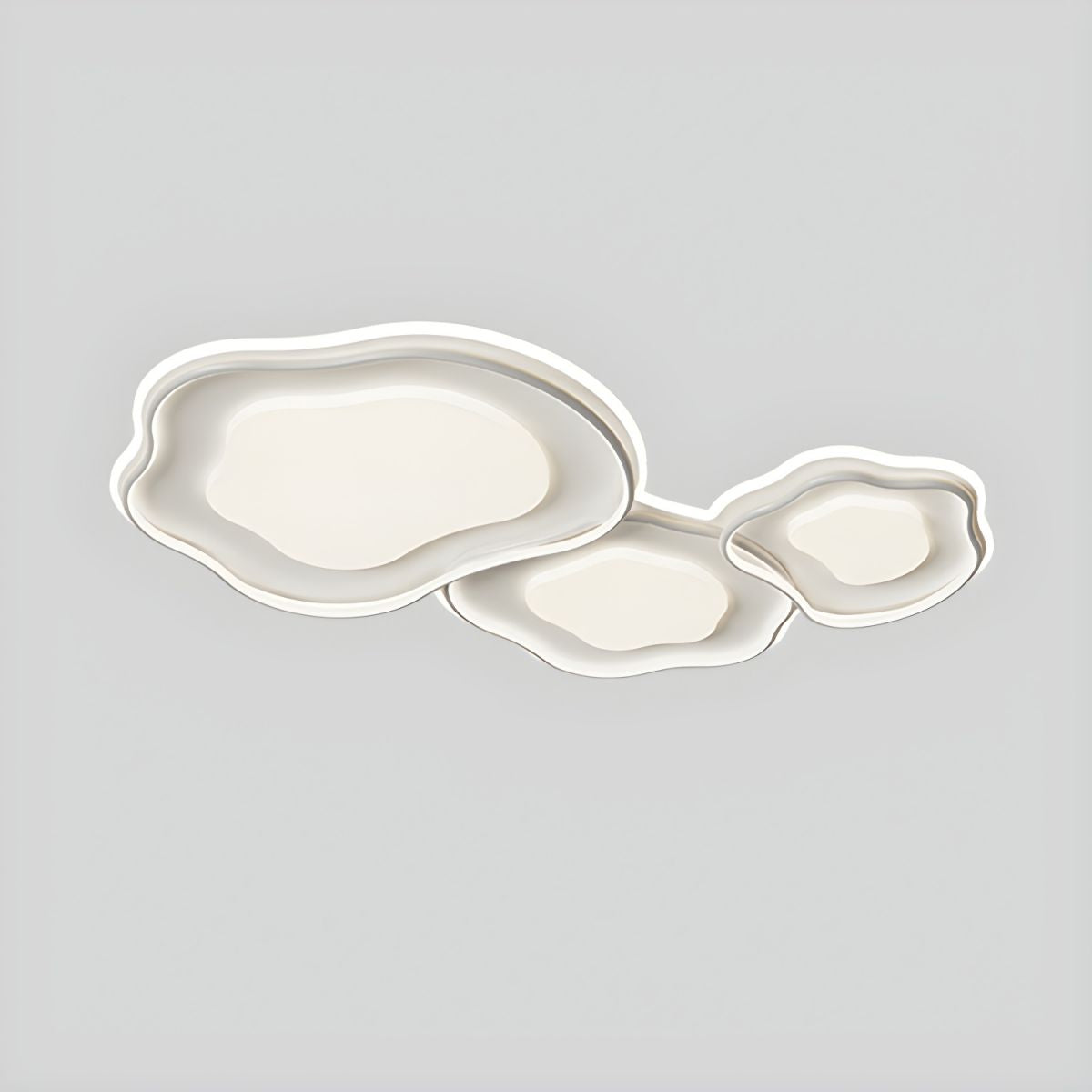 Modern Metal Flush Mount Ceiling Light with White Shade and LED Bulbs