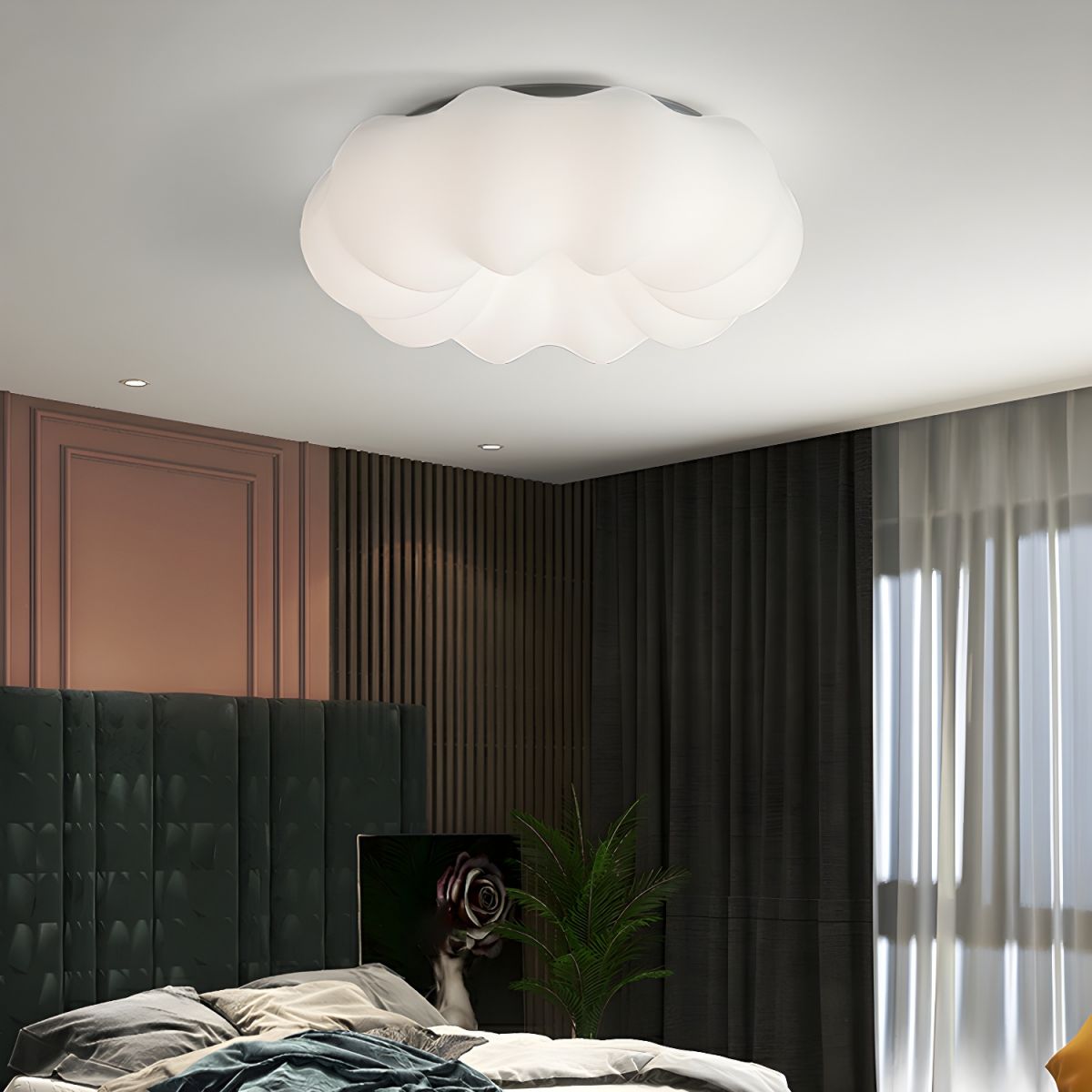 Elegant White Drum LED Flush Mount Modern Ambiance with Resin Shade