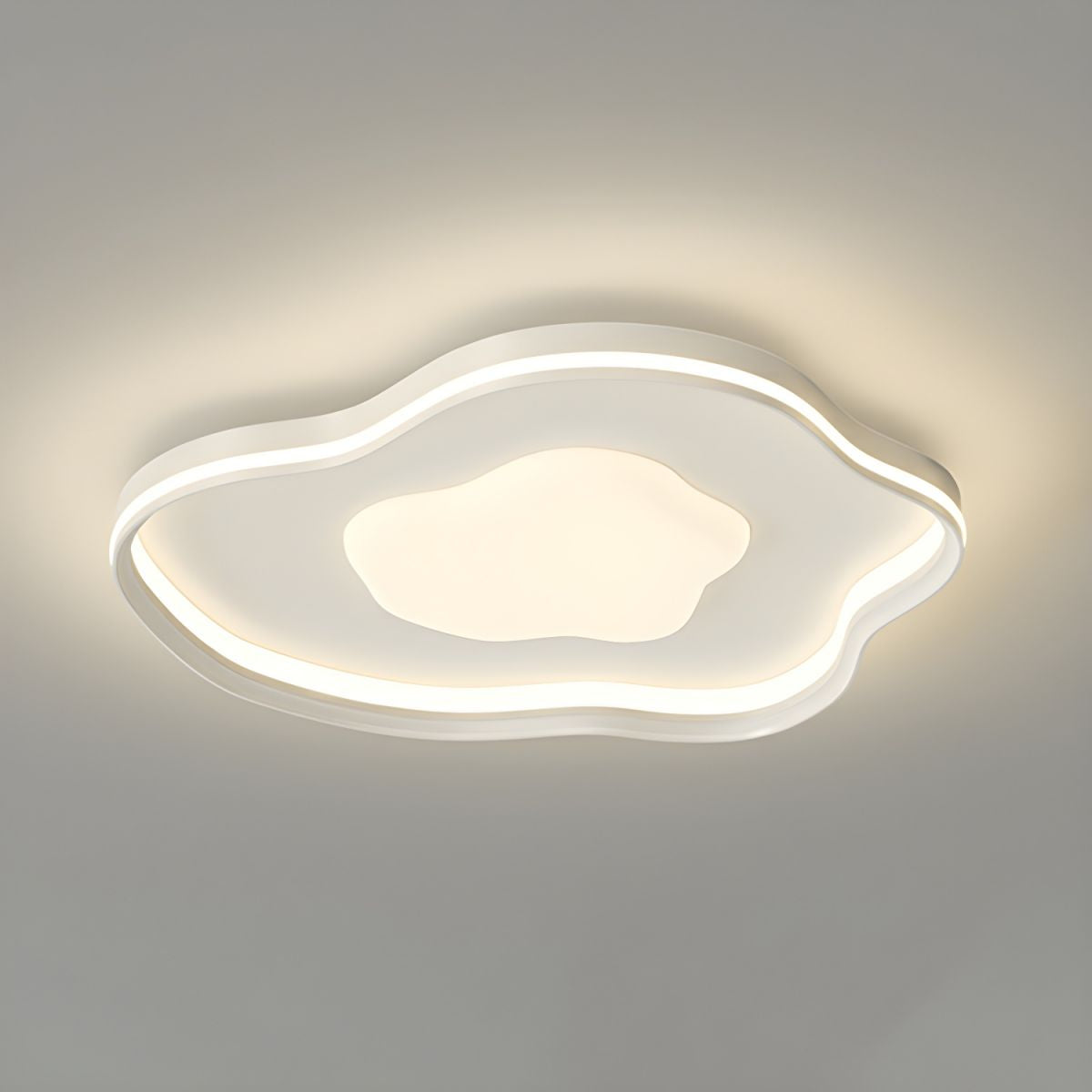 Modern Metal Flush Mount Ceiling Light with White Shade and LED Bulbs