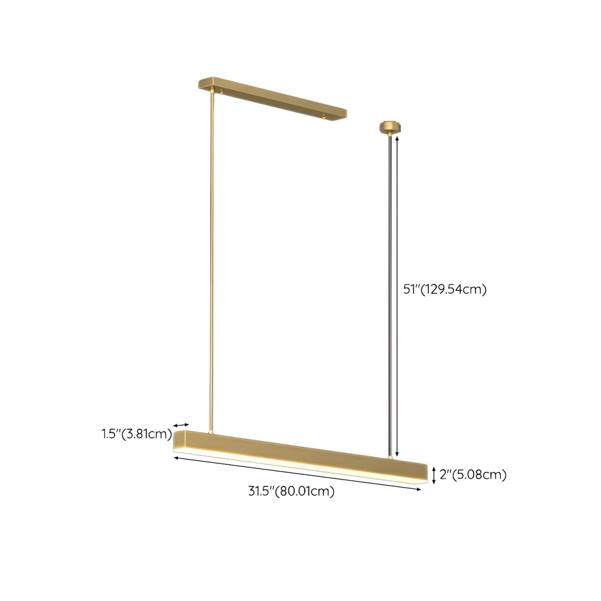Modern Brass Island Light with Adjustable Hanging Length and Acrylic Shade