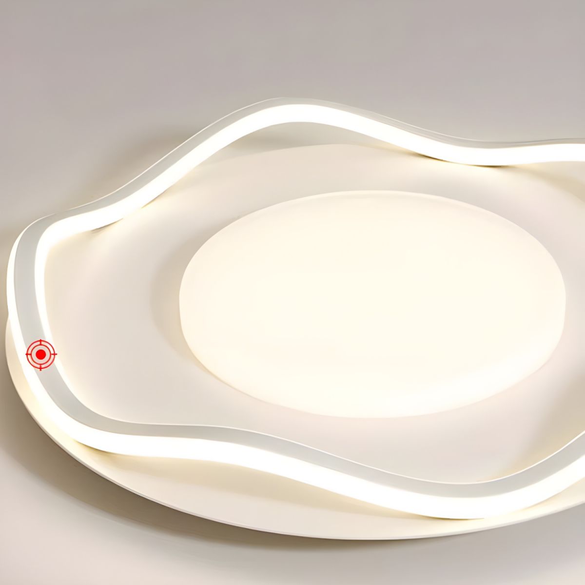 White Modern Circle Flush Mount Ceiling Light with Plastic Shade for Residential Use