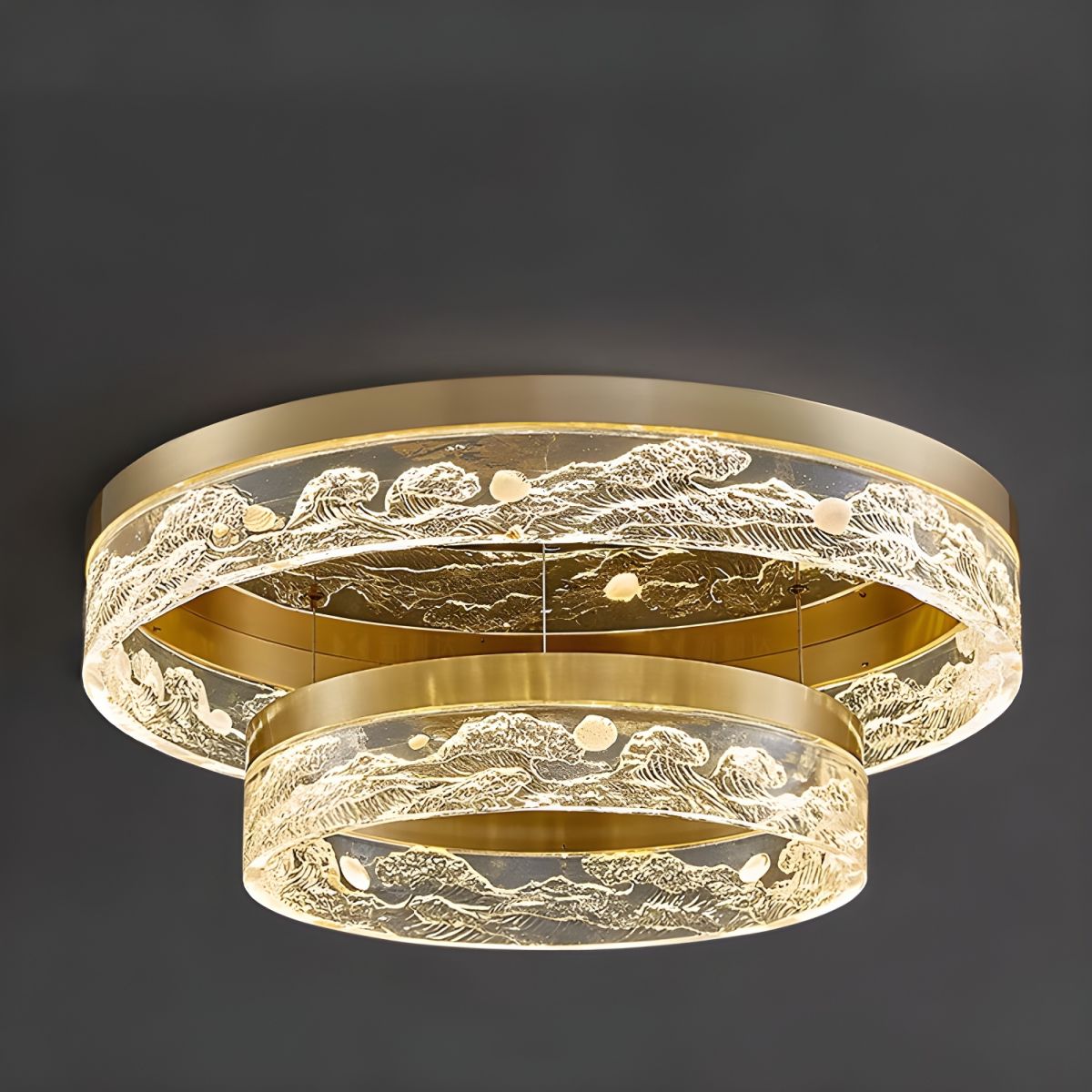 Modern Gold Cylinder Flush Mount Ceiling Light with Clear Crystal Shade