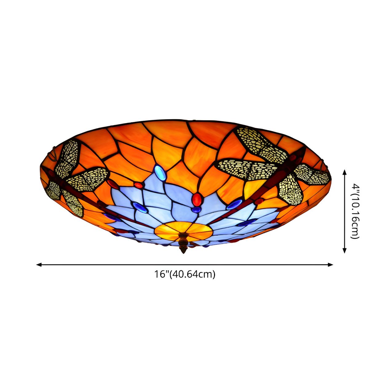 Stained Glass Bowl Flush Mount Light Tiffany Rustic Ceiling Lamp for Stair Living Room