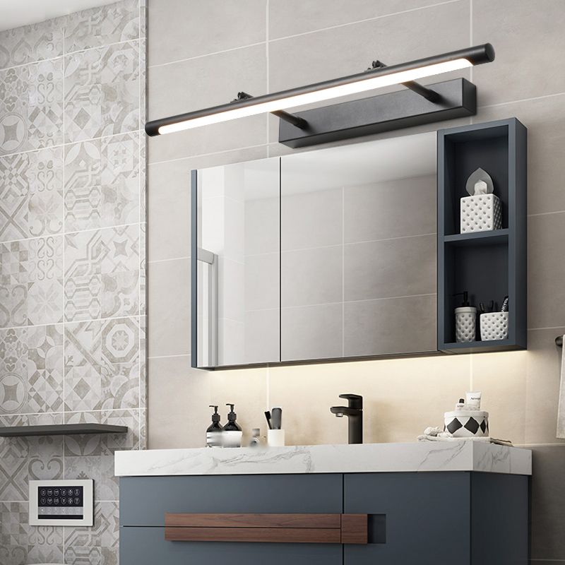 Linear Metal Wall Sconce Modern 1 Light Mirror Swing Arm Wall Mount Lighting in Black