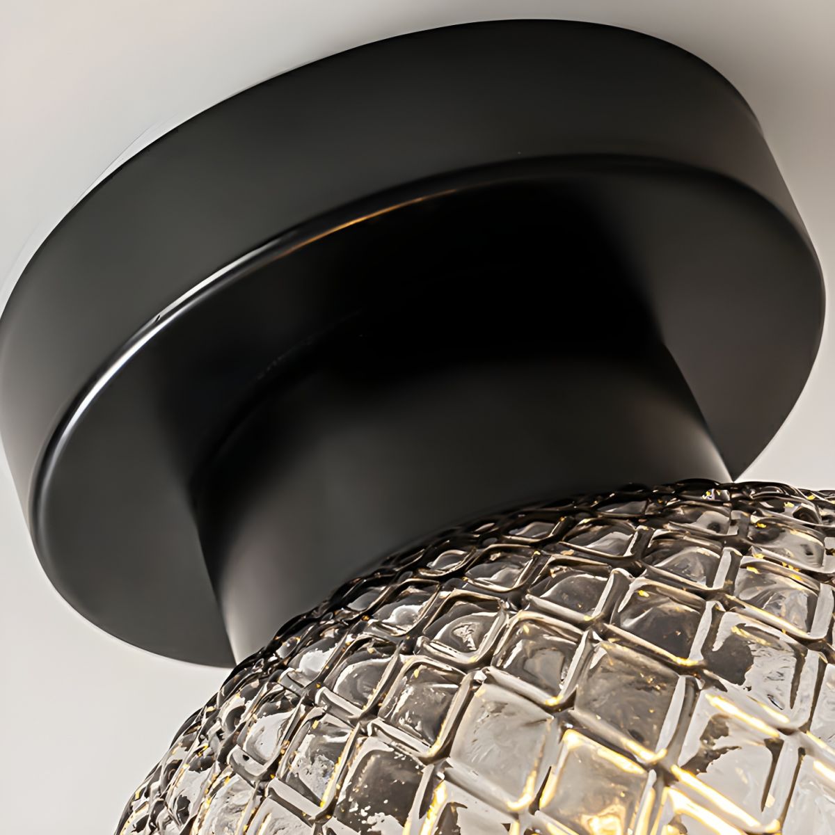 Modern Black Globe Flush Mount Ceiling Light with Glass Shade