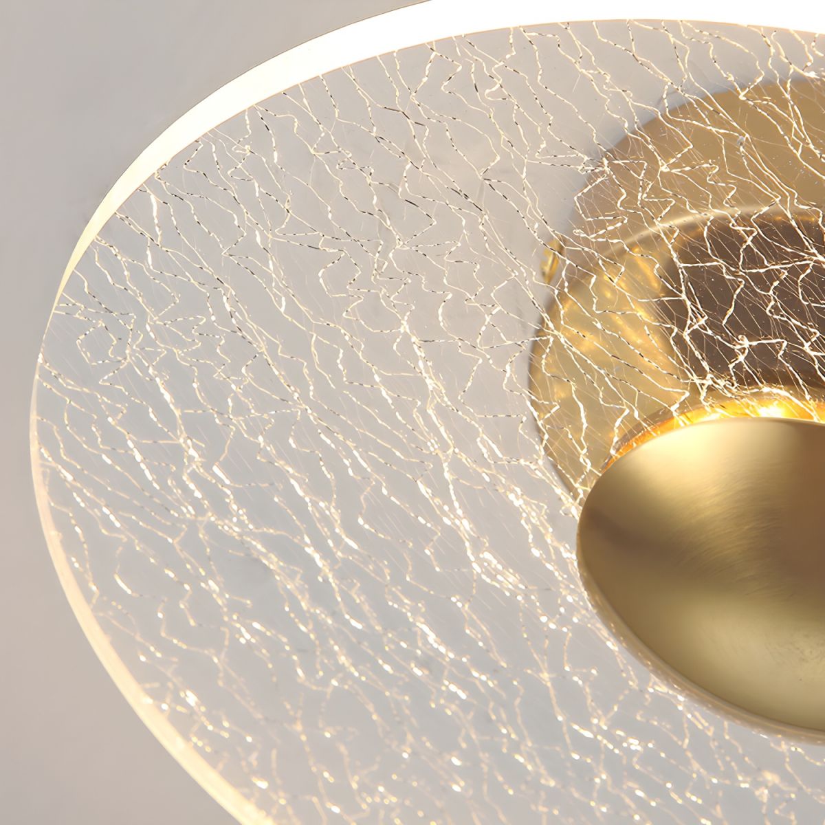 Modern Gold Geometric Semi-Flush Ceiling Light Clear Acrylic Shade, LED Bulbs