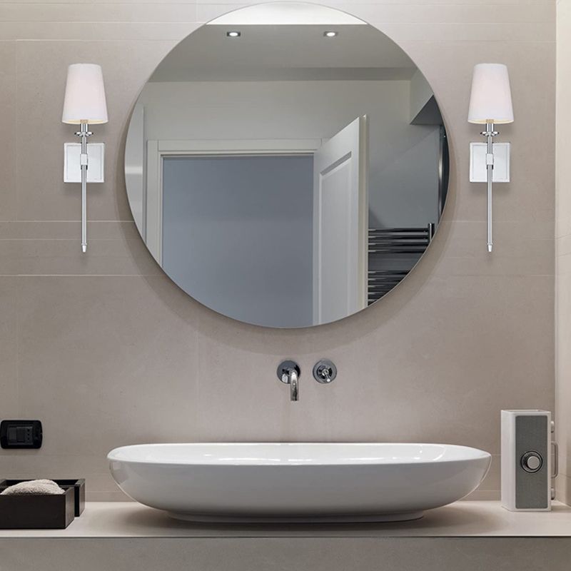 Modern Iron Vanity Light Cylinder Shape with Fabric Shade for Shower Room