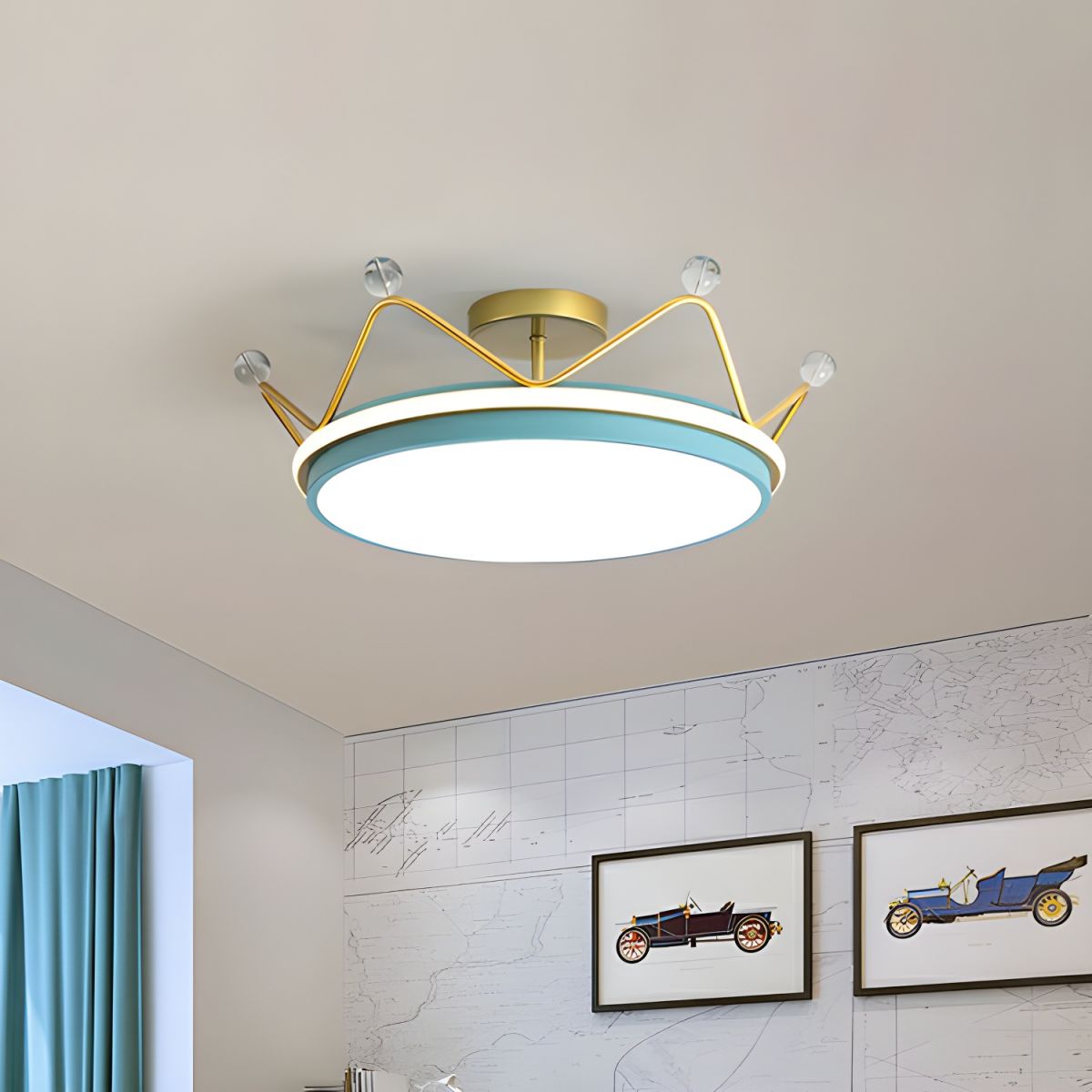 Modern LED Drum Semi-Flush Ceiling Light with White Acrylic Shade for Residential Use