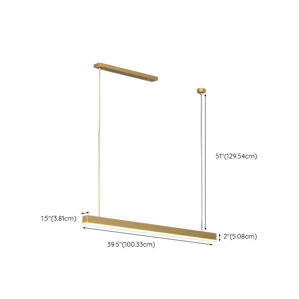 Modern Brass Island Light with Adjustable Hanging Length and Acrylic Shade