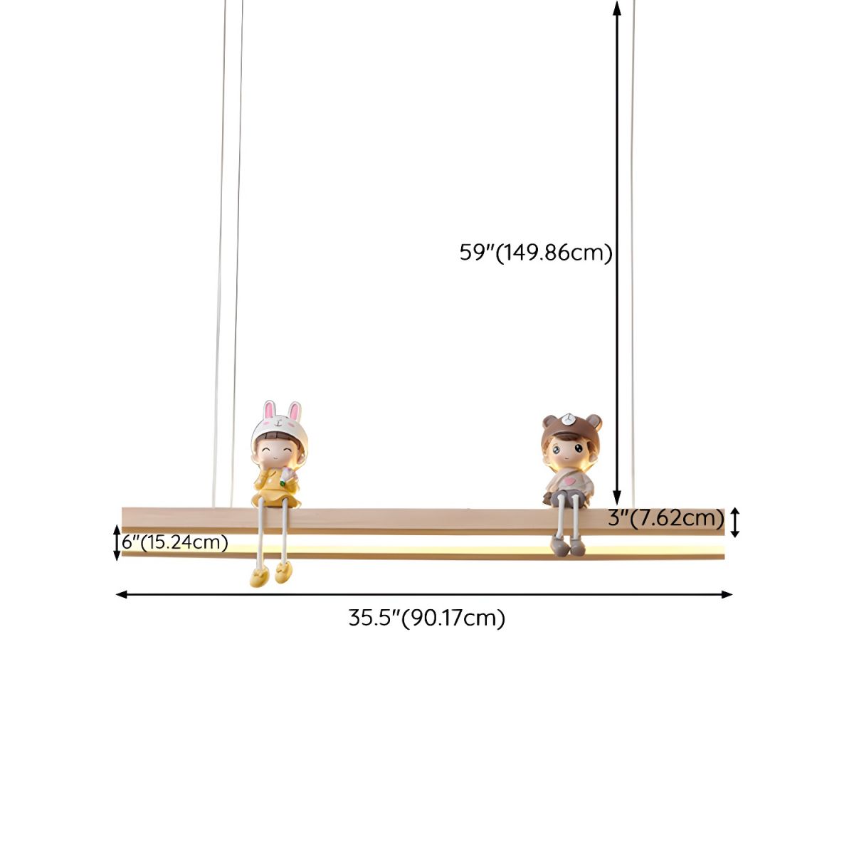 Modern LED Wood Island Light with Rectangle Resin Shade - 1 Light