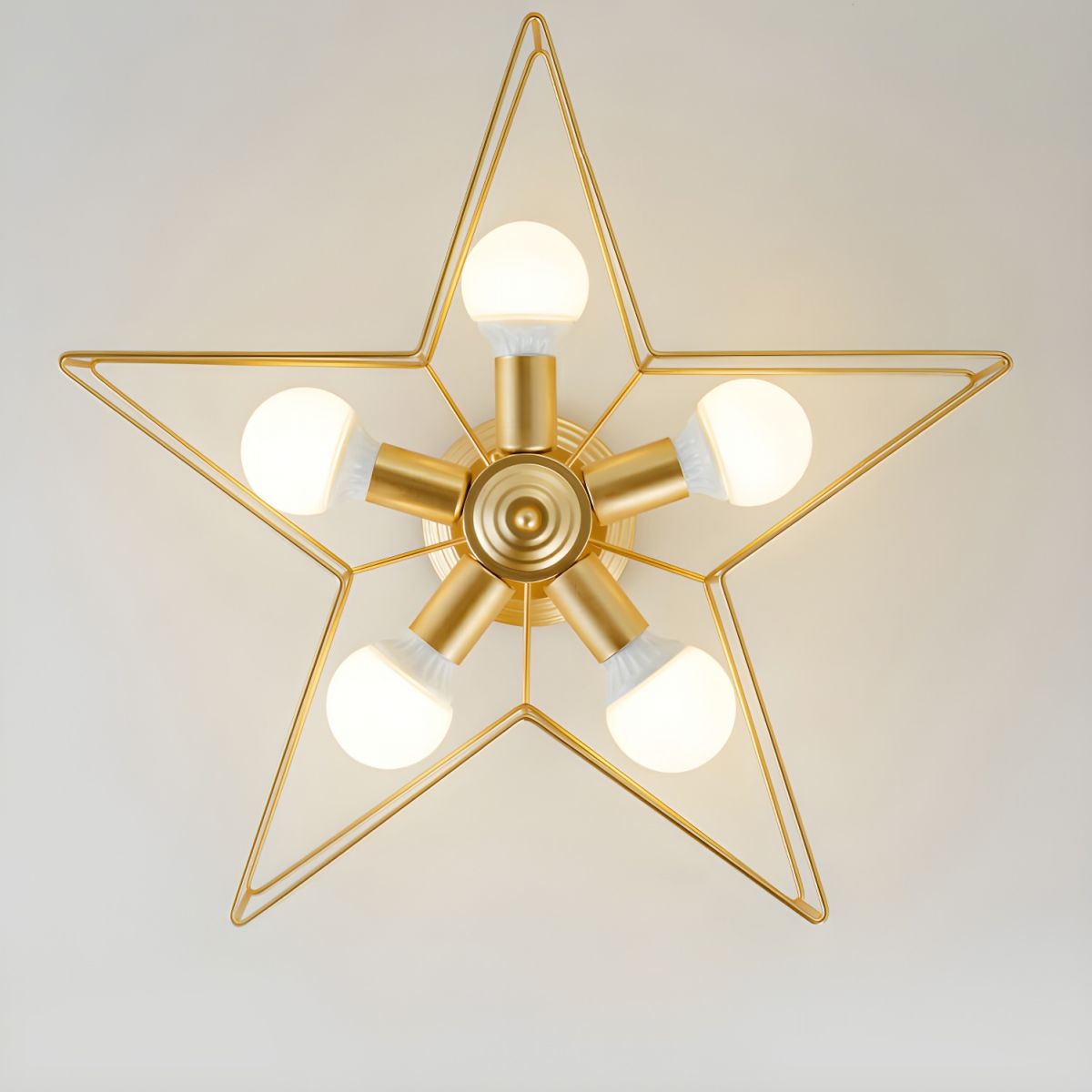 Star-shaped Modern Semi-Flush Mount Ceiling Light with Iron Shade for Residential Use
